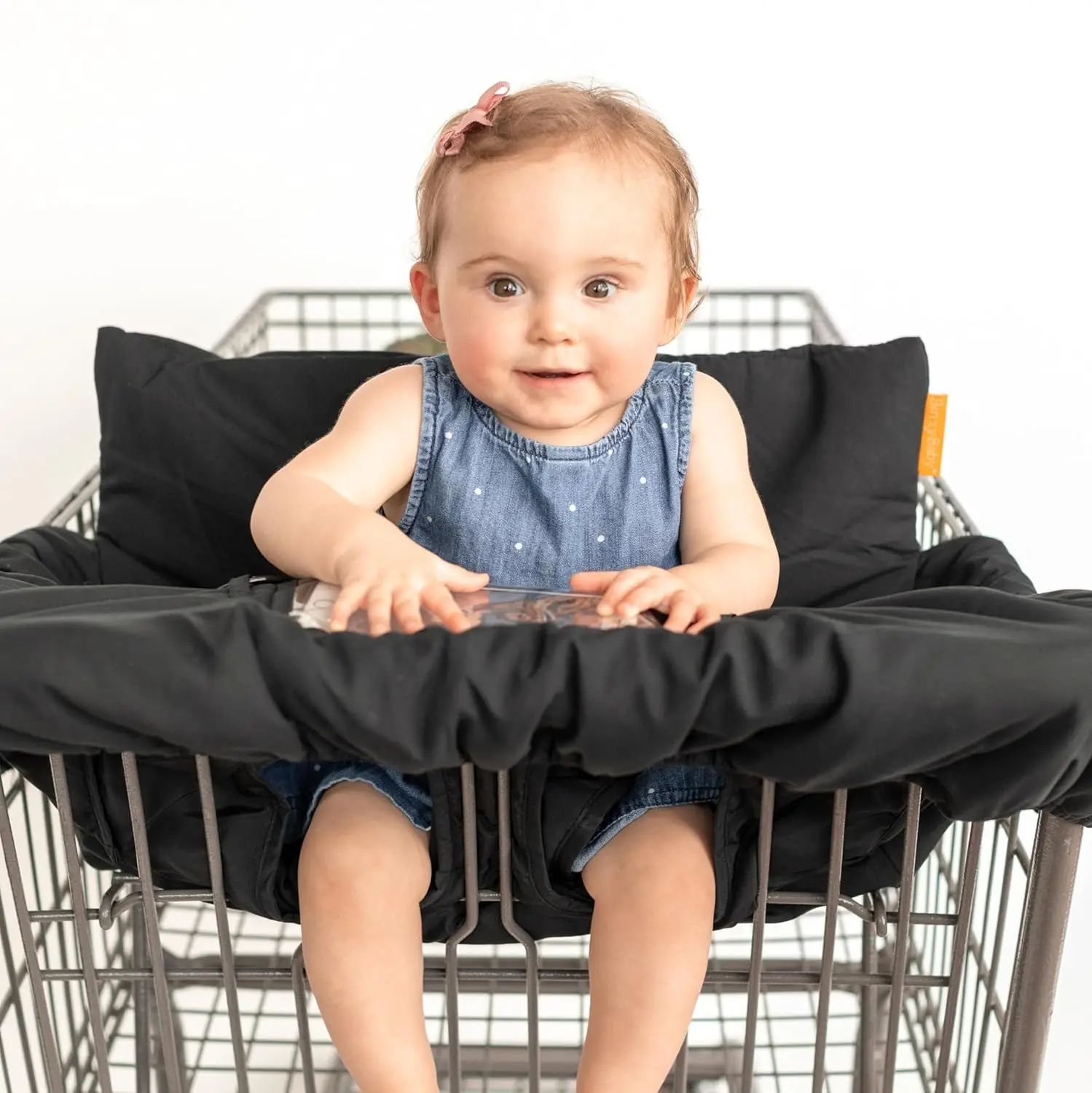 

Universal 2-in-1 Baby Shopping Cart and High Chair Cover with Storage Pouch, Soft Black Fabric for Safe and Comfortable Use