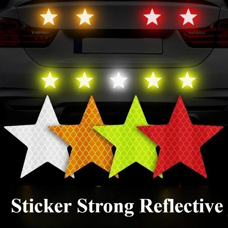 10/12pcs Car reflective stickers Reflective Car Star Reflective Sticker Safety Tape Bumper Safety Strip Stickers car accessories