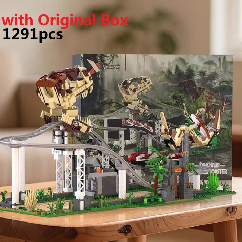 

С оригинальной коробкой, американские горки с динозавром, строительные блоки, электрическая дорожка, головоломка в сборе, рождественские строительные блоки, игрушка в подарок