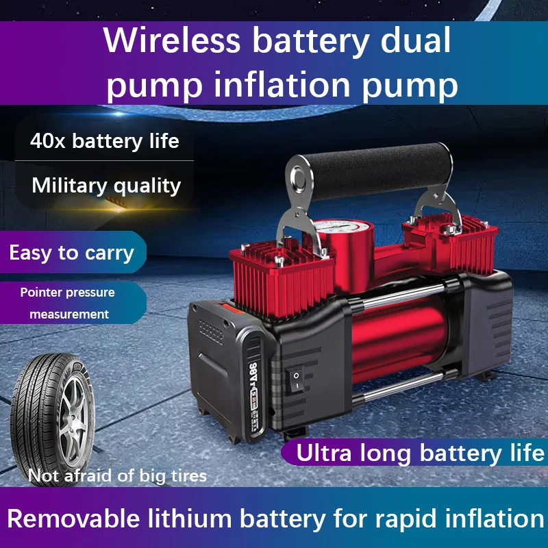 Air Compressor Pump Tire Inflator with Digital Gauge Heavy Duty Double Cylinder 12V Tire Pump