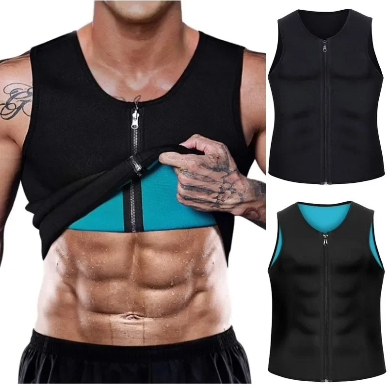 European and American Men's Fitness Corset, Chloroprene Rubber Sports Sweatshirt, Abdominal Shaping Suit, Zipper Vest, Fitness