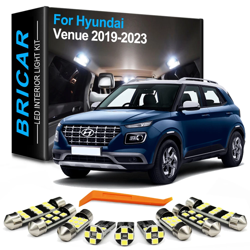 

Brlcar, 12 шт., искусственная лампочка для интерьера автомобиля Hyundai Venue 2019, 2020, 2021, 2022, 2023, Canbus, лампа для внутреннего чтения номерного знака