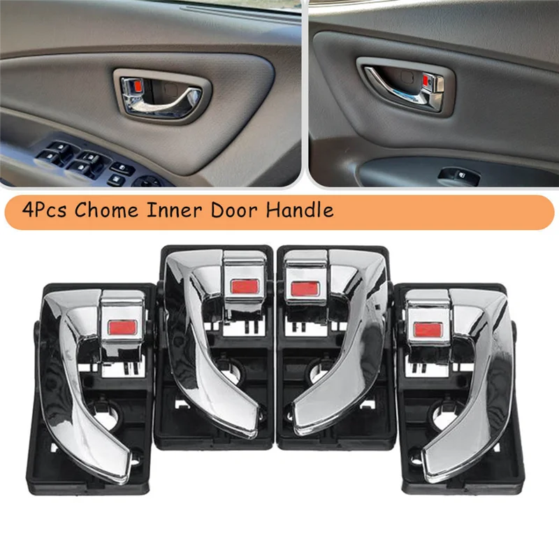 Car Interior Door Handle 82620-2Z02 For Hyundai Tucson 2005-2009 Inner Door Chrome Handle Replacement Replacement Parts 4Pcs/Set