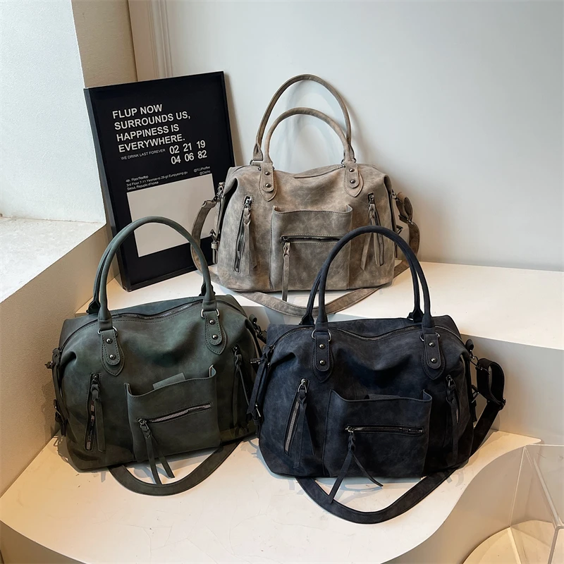 Einfarbig PU Große Kapazität Haspe Einkaufstasche Hohe Qualität Casual Süße Weomn's Schulter Tasche Licht Luxus Pendeln Umhängetaschen