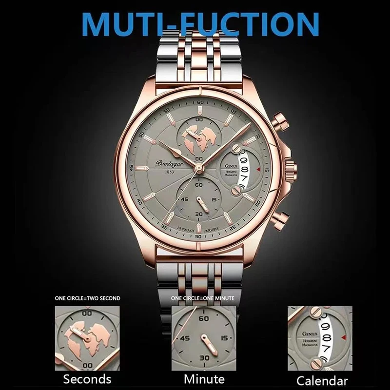 POEDAGAR Sport Chronograph Quartz Watch Stainless Steel Waterproof Date Mens Watches Top Brand Luxury Watch Relogio Masculino