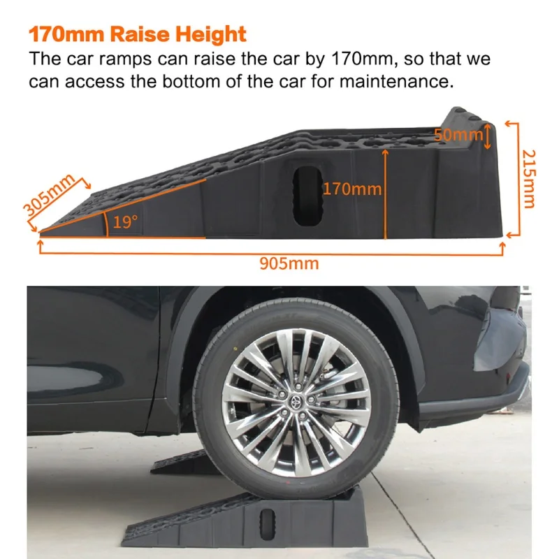دعامة صيانة السيارة، بلاستيك مضاد للانزلاق، أداة إصلاح السيارة، منحدر صيانة، لوح منحدر، سلم، ملحقات منحدر تغيير الزيت #6