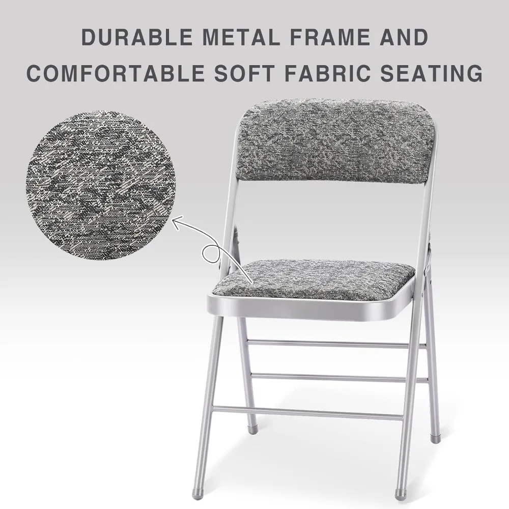 Commercial Grade Fabric Cushioned Folding Chairs, 4-Pack with Padded Seats and Backs for Heavy Use, Ideal for Hospitality and Ou