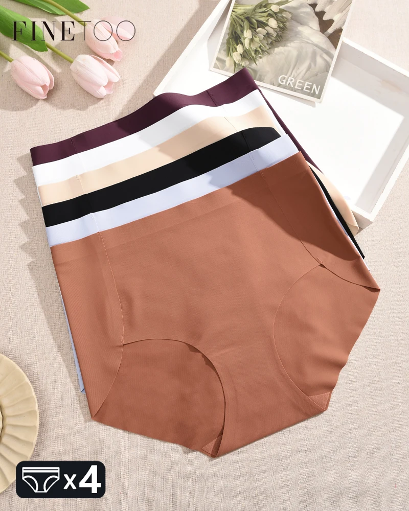 4 stücke Nahtlose Höschen frauen Eis Seide Unsichtbare Unterwäsche Sexy Mid-Taille Slips Mädchen Weiche Dünne Unterhose Solide bequeme Dessous