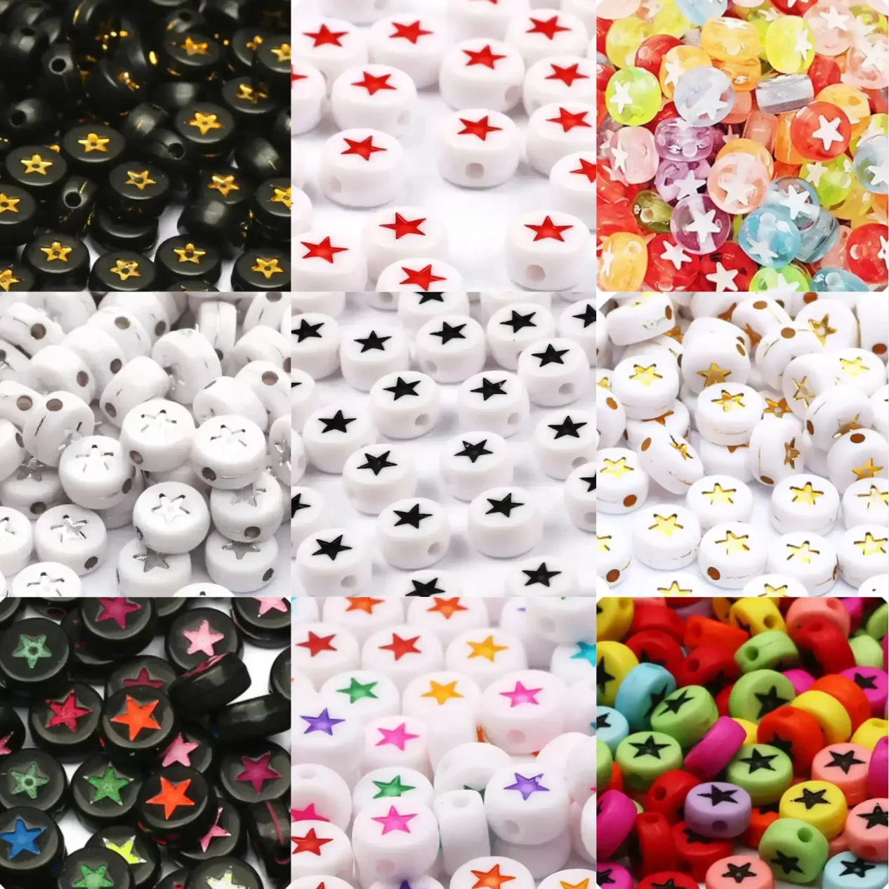 100-500PCS Bunte Stern Perle Mit Löchern Acryl Runde Lose Spacer Perlen Für Schmuck Machen DIY Handgemachte Armband zubehör