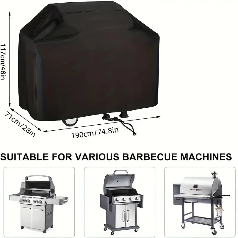 Verbeterde robuuste polyester grillhoes - weerbestendige verstelbare trekkoordsluiting, geschikt voor de meeste grills, meerdere maten