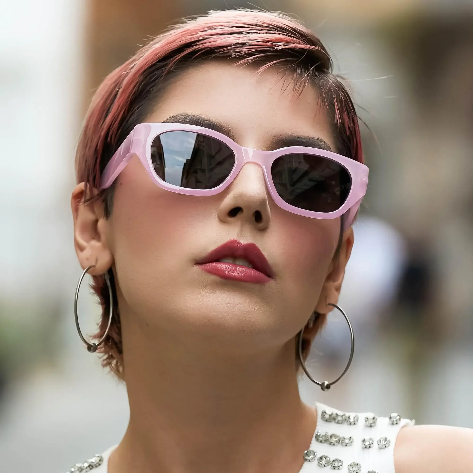 BLUEMOKY Allzweck-polarisierte Cat-Eye-Sonnenbrille, elegante Damen-Sonnenbrille, UV400, schmales Design für kleines Gesicht im Alltag