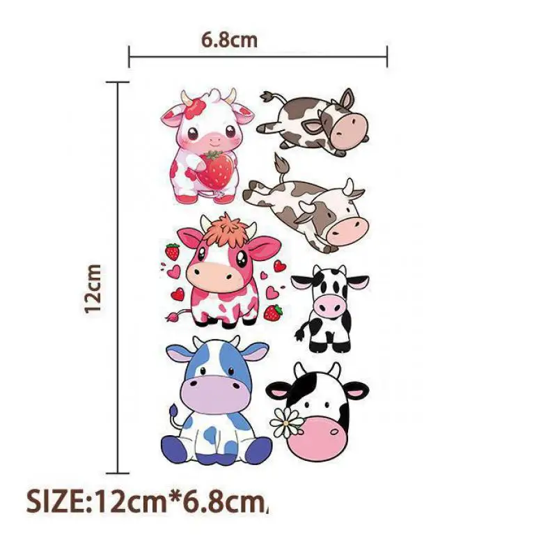 10Pcs Cartoon Colorful Cows Temporary Tattoo Stickers Fake Cow Tattoos Stickers Waterproof Funny For Kids Birthday Gift