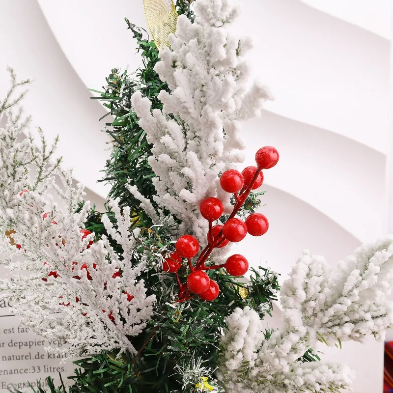 20/1 مجموعات ندفة الثلج الصنوبر الأحمر هولي بيري فرع DIY بها بنفسك عيد الميلاد إكليل تشكيلة زهور مزيج حفلة المنزل منضدية الديكور #4