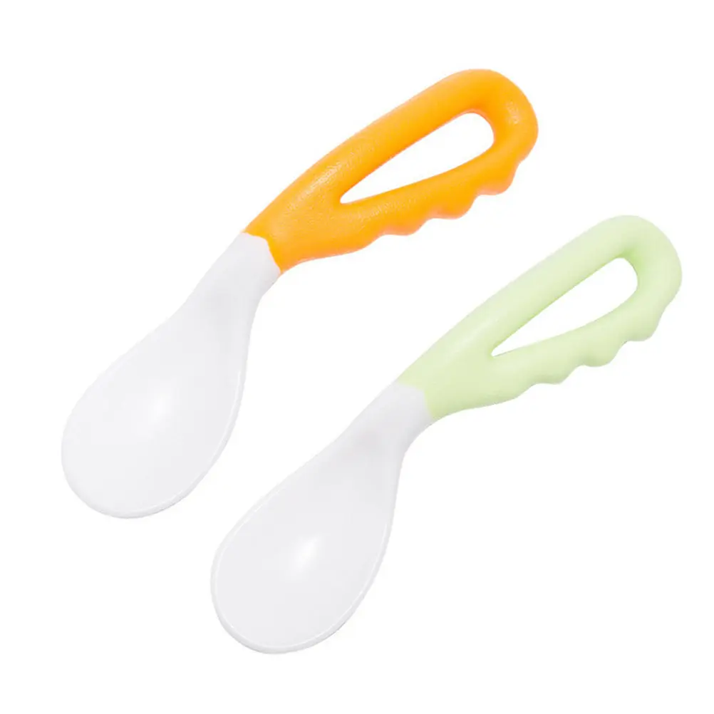 

2Pcs Creative Curve Training Spoons for Babies Ergonomic Wave Handle Easy Grip Feeding Spoon for Baby Infant Toddlers