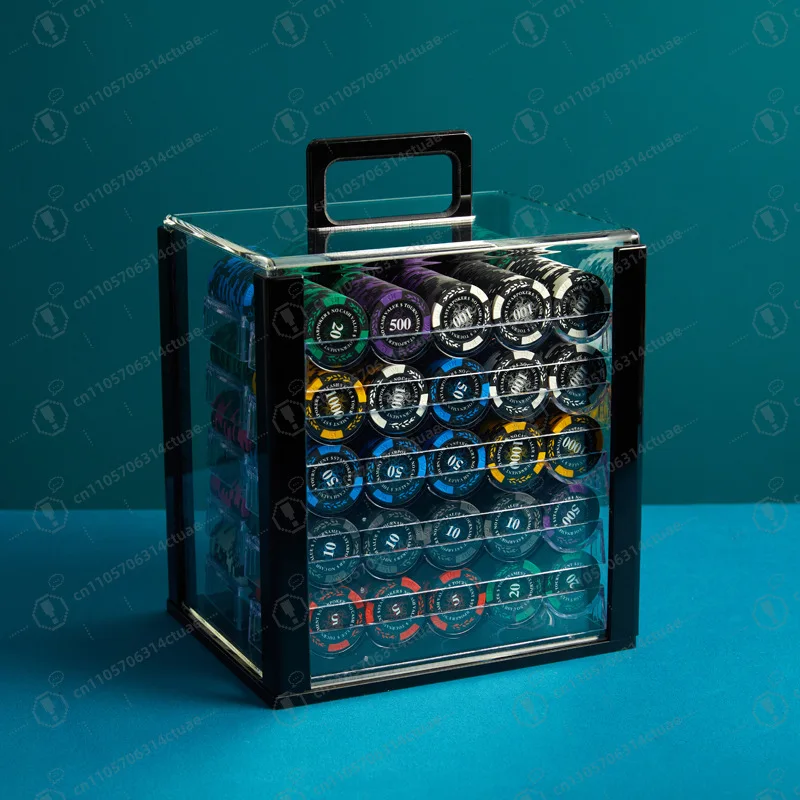 

Кейс для фишек на 1000 фишек, прочный прозрачный акриловый футляр с 10 держателями для фишек