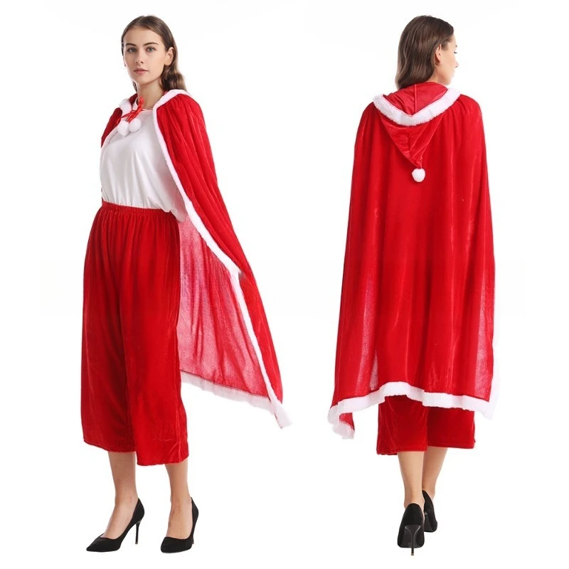 

Christmas Red Cosplay Cape-Cloak-Western-Style Popular Kids-Adult Outfit-Festive Costume for Holiday Parties-Cosplay Conventions