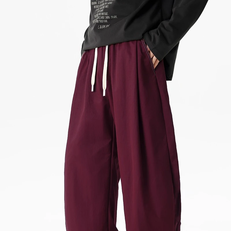 

2025 Autumn New Arrival: Loose Straight-Leg Wide-Leg Leisure Pants with Knife-Pleat Design M-8XL Solid Color Casual Pants