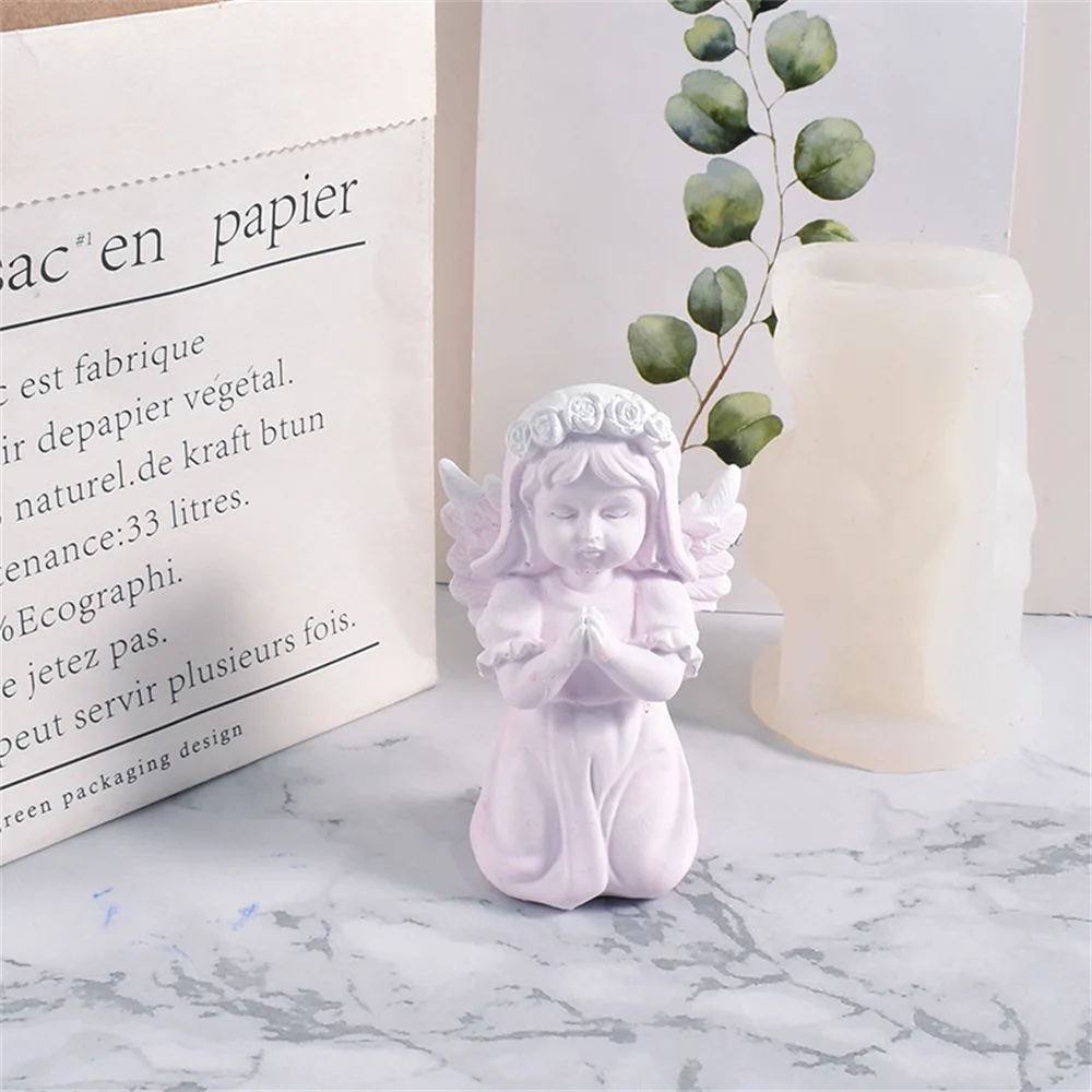 Rose Angel Boys and Girls Candle Silicone Mold Gypsum form Carving Art Aromatherapy Plaster Home Decoration Mold Gift Handmade