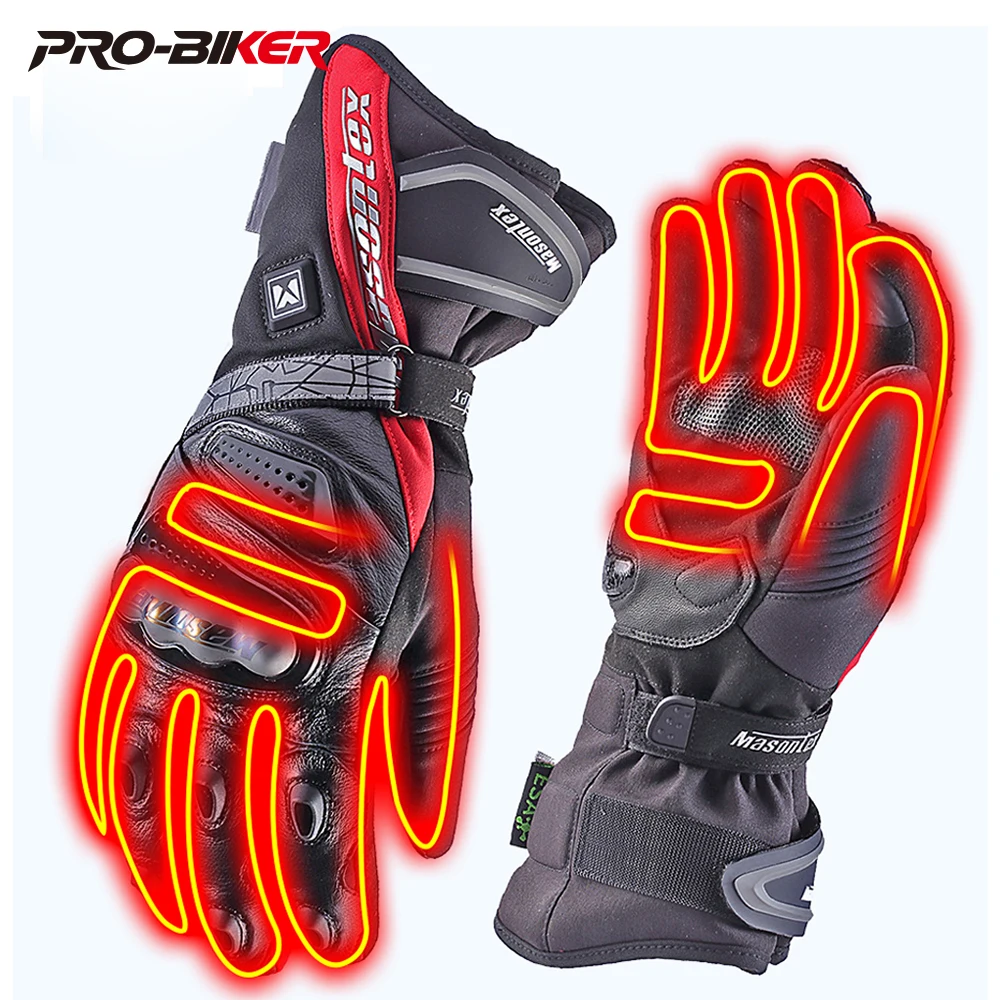 

Carbon Fiber Motorcycle Heating Gloves Motocross Glove Waterproof Touch Screen Rechargeable Electric Heated Guantes for Winter