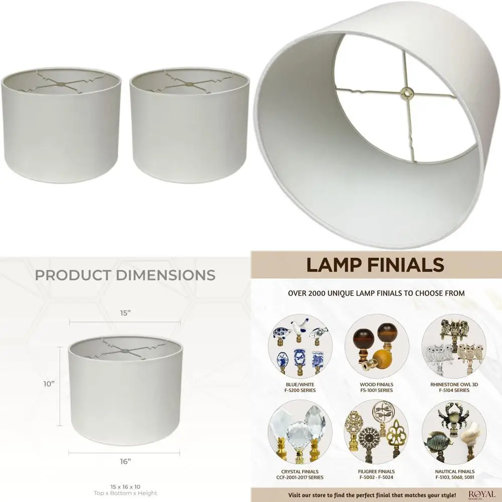 

White Shallow Drum Hardback Lamp Shades, 15 x 16 x 10, 2-Pack, Suitable for HB-610-16WH-2