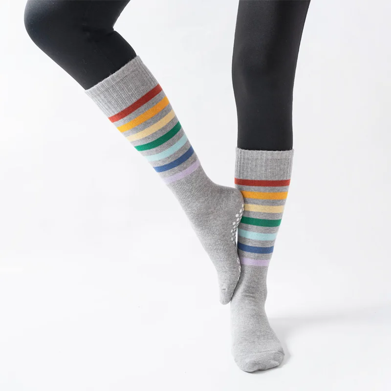 Silicone Non-slip Pilates Socks Women Indoor Fitness Yoga Socks Cotton Breathable Mid-tube Sports Ballet Dance Sock for Gym