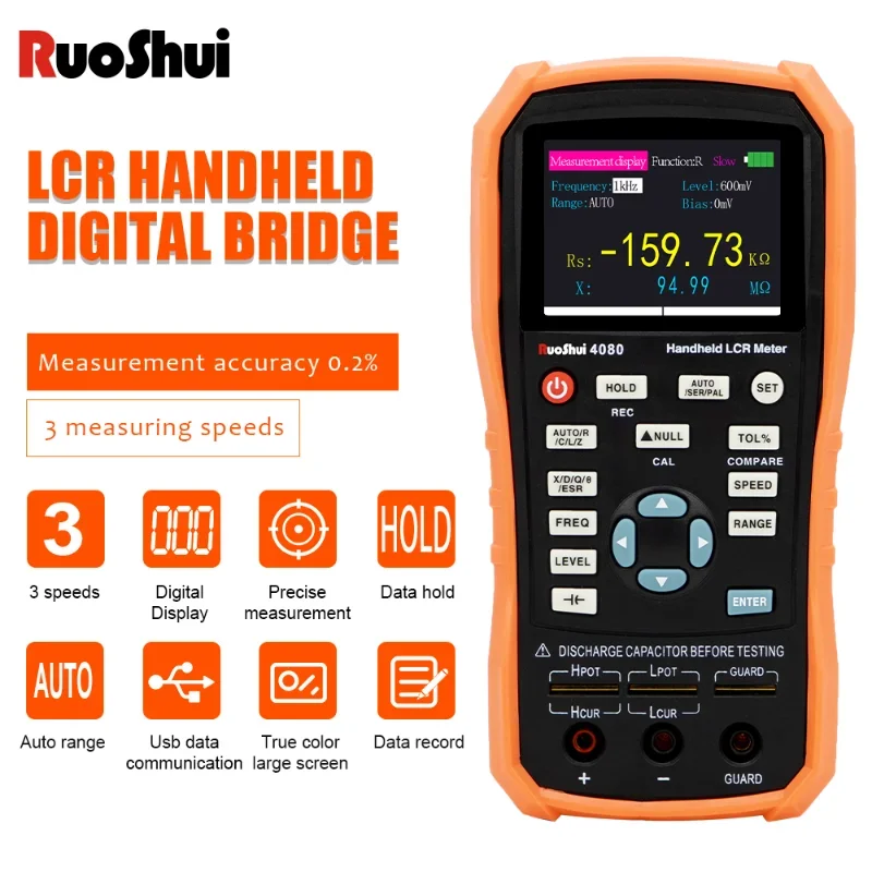 Handheld LCR Meter Digital Bridge Capacitance Inductance Resistance Multimeter Tester ESR Calibration with USB Super Capacitor