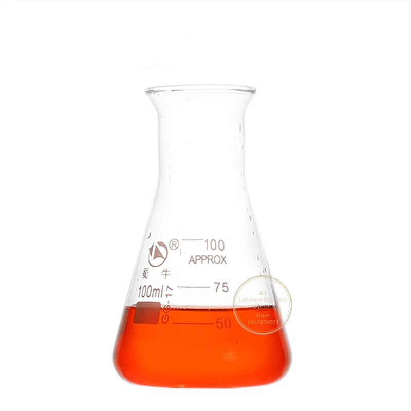 1Pcs 50ml to 1000ml Trumpet-shaped mouth transparent triangle glass flask conical flask Erlenmeyer Flask labratory equipment