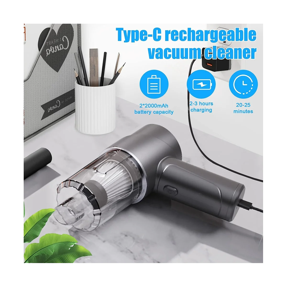 Handheld Vacuum Cordless 6000PA Powerful Car Vacuum Cleaner 120W Mini Hand Vacuum,for Home,Pet Hair,Car