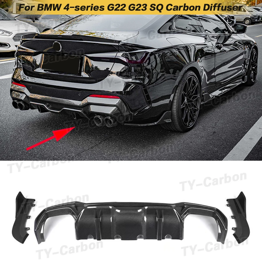 

Dry Carbon Fiber SQ Style Rear Bumper Lip Diffuser For BMW 4 Series G22 G23 2021+ Rear Diffuser Splitters Spoiler