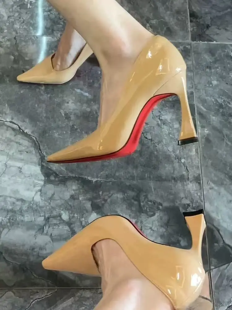 2026 neue Design High Heels Schuhe Spitz Frauen Pumpen Street Style Flach Slip auf Party Kleid Weibliche Einzelne Schuhe rote Pumpen – Detail 13