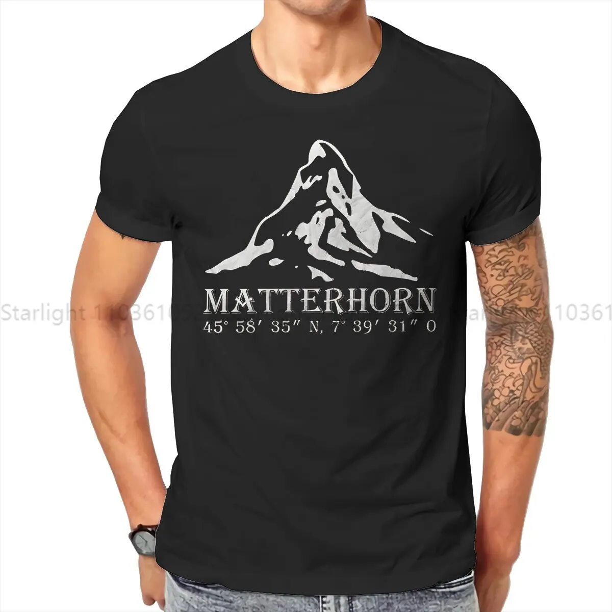 Mountain Climber TShirt Matterhorn Alps GPS Switzerland Elegant T Shirt Leisure Men Clothes New Design