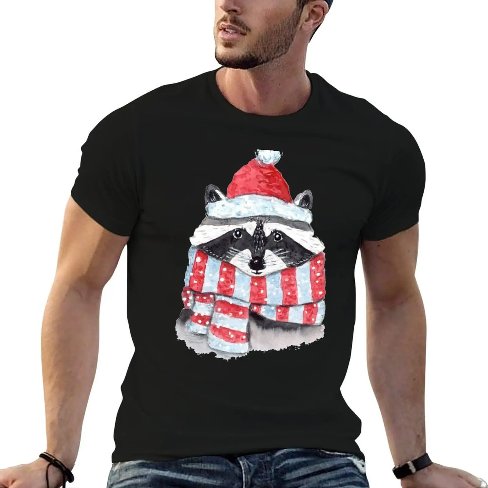 christmas Raccoon T-Shirt graphic t shirts for man t shirt man casual funny t shirts man T-shirt