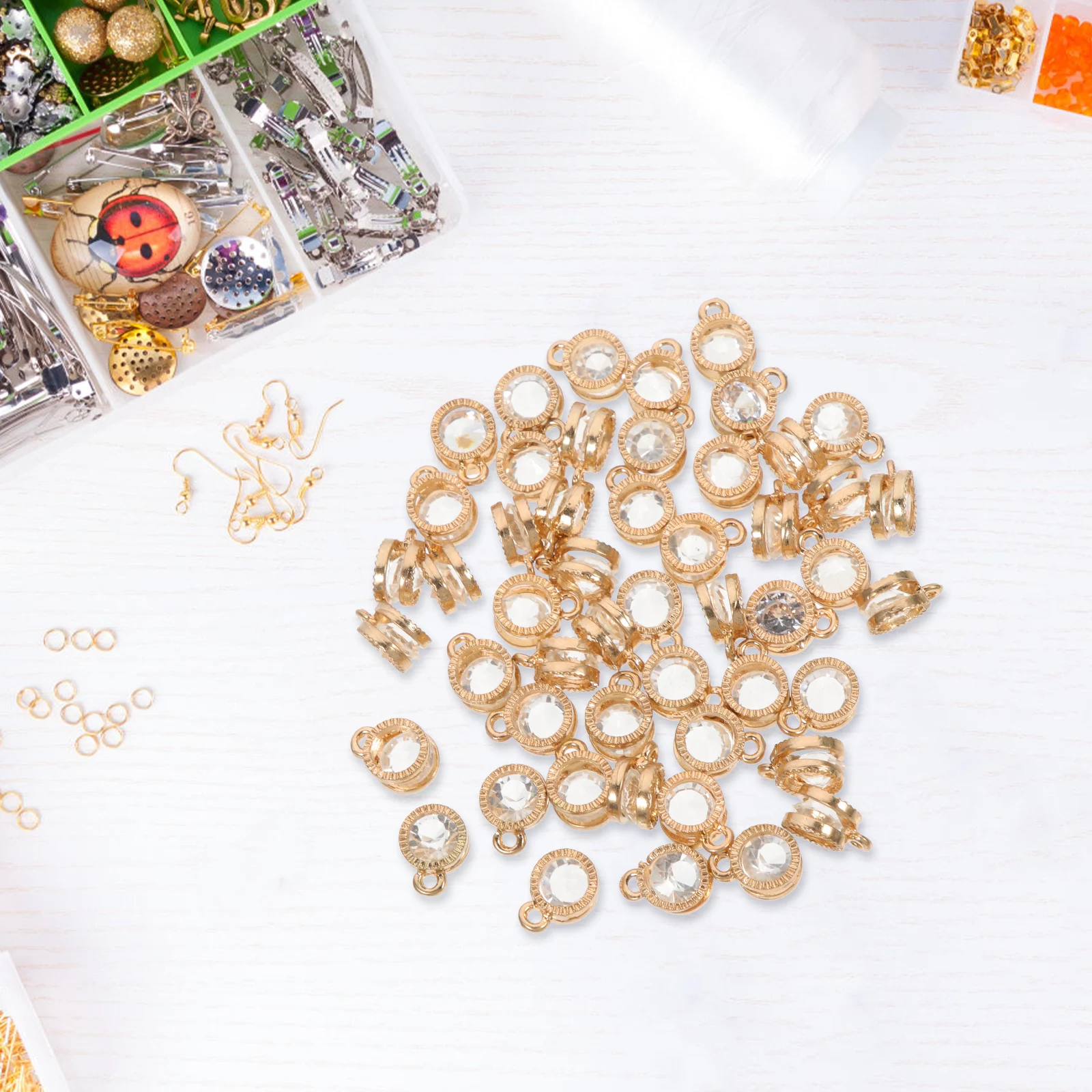 

50pcs Zirconia Charms Premium Alloy DIY Jewelry Making Supplies Gold Frame Necklace Bracelet Pendant Crafts Accessories