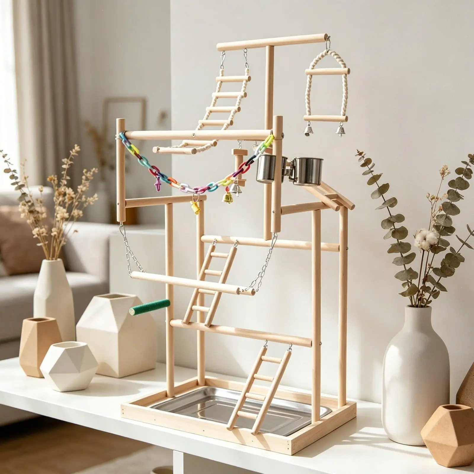 Bird Play Stand Platform Ladder Training Gym Parrot Playground Enrichment Perch for Cage Accessories