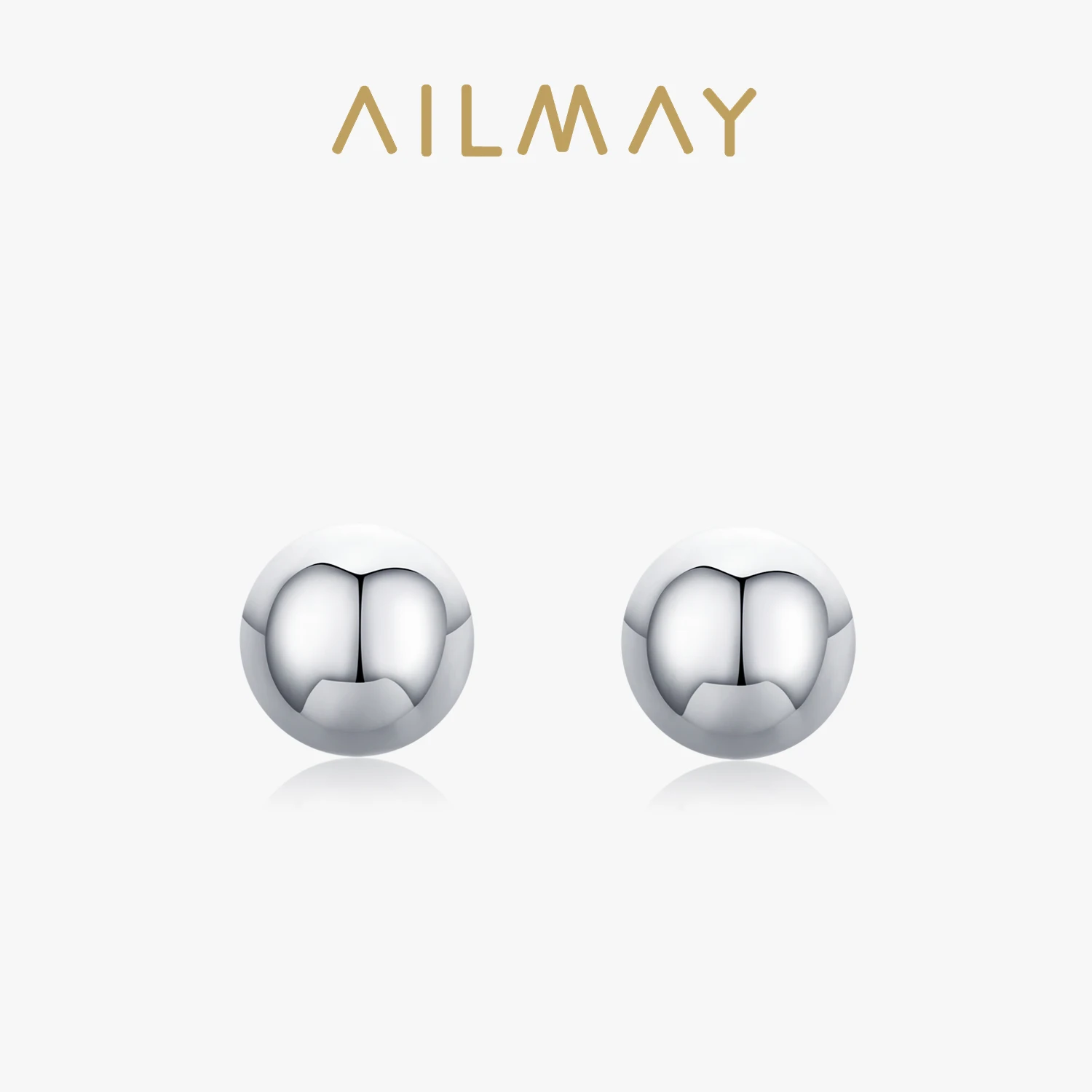 Ailmay Genuine 925 Sterling Silver Simple Small Plain Circle for Women Silver Small Earrings Fine Jewelry Brincos