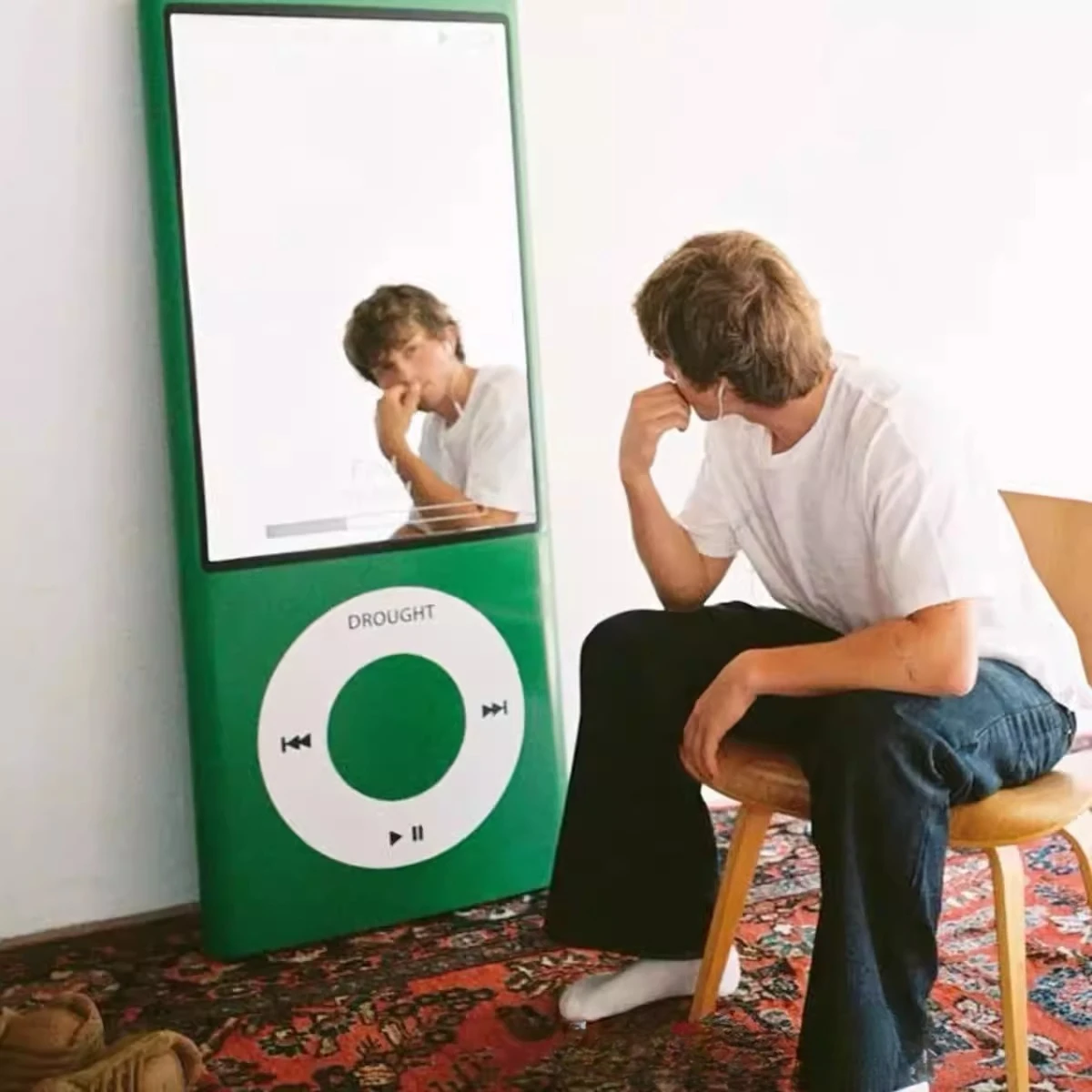 Mirror photo clock in decorative mirror ins wind coffee shop restaurant studio trend solid wood full body mirror
