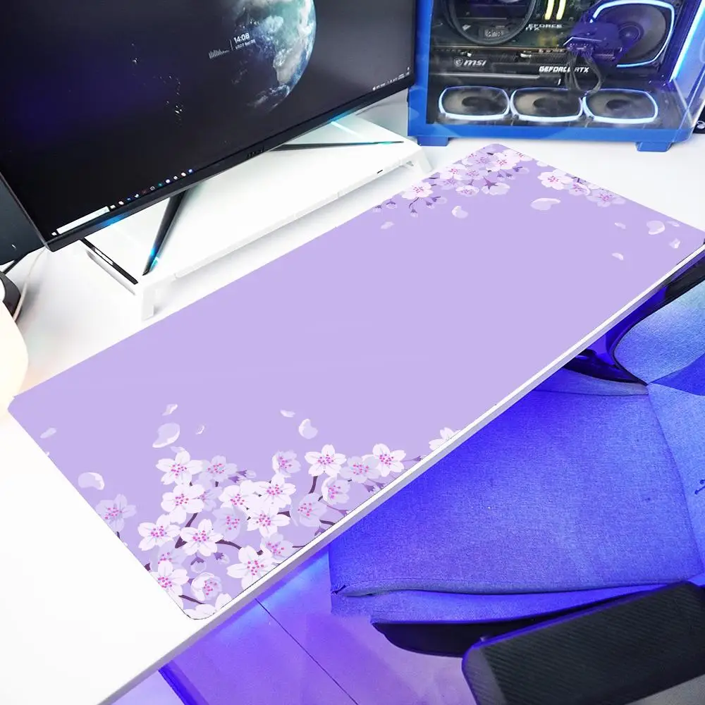 

Коврик для мыши с цветком вишни, настольный коврик, забавный дизайн, художественный коврик для мыши с нескользящей резиновой основой, настольный коврик с прошитыми краями для работы