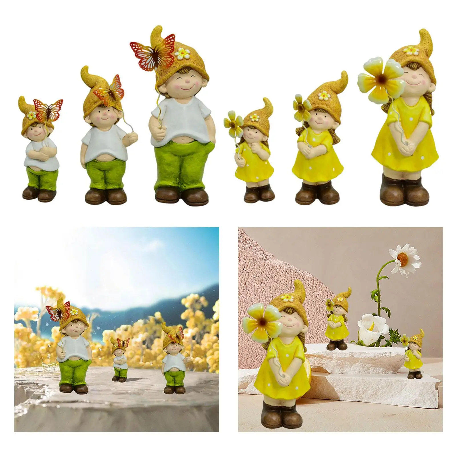 

3x Decorations Artwork Collectible Garden Decor Outside Creative Gnome Statues Outdoor for Entrance Parks Party Gift Lawn