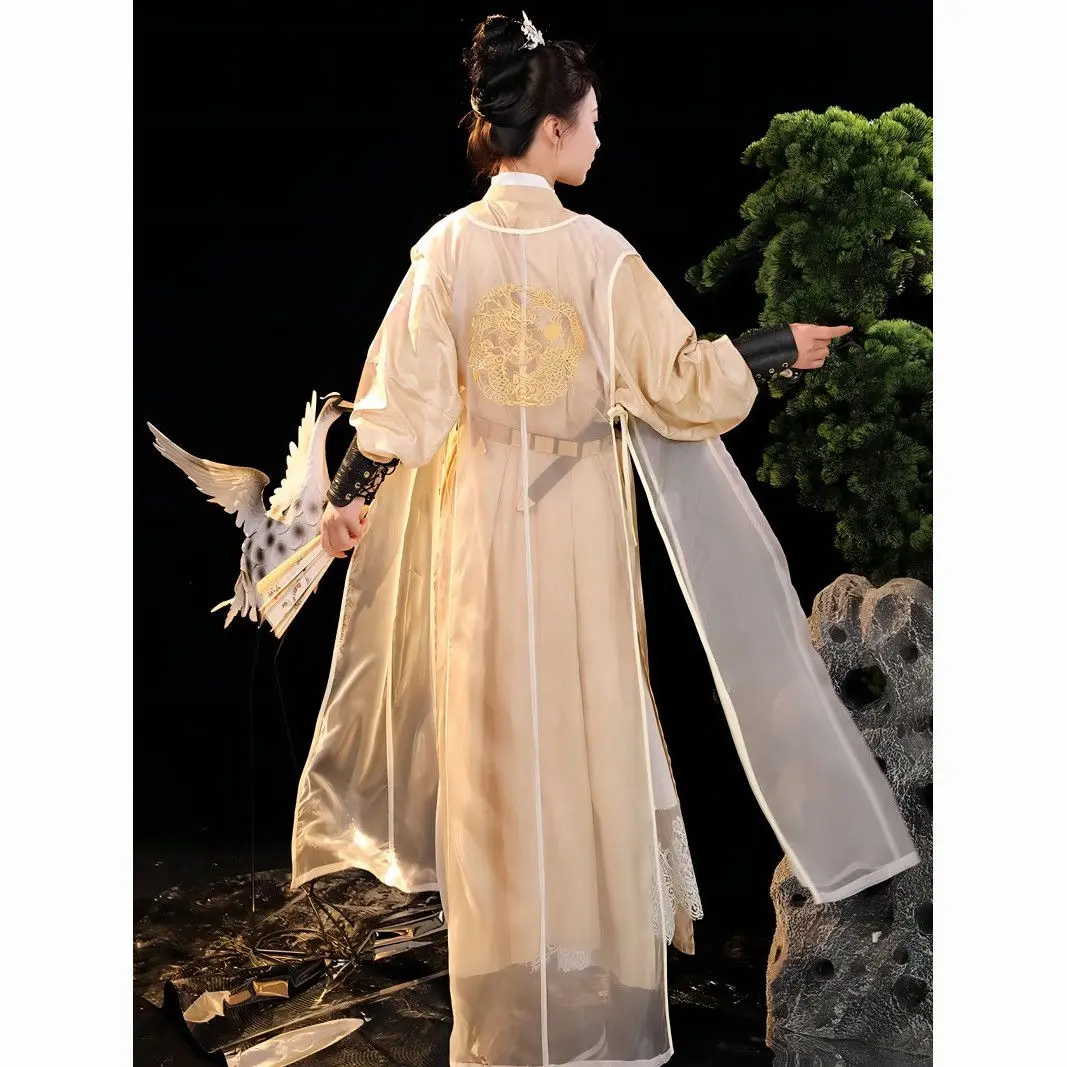 Chinês Tradicional Manga Longa Robe Fino, Tang, Hanfu, Bordado Tradicional, Roupas Diárias, Roupas Finas