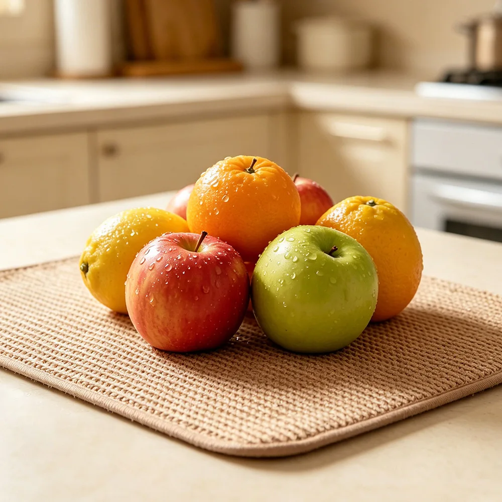 3 Pack Countertop Dish Drying Mat Made from Absorbent Microfiber Material for Effective Water Management and Worktop for