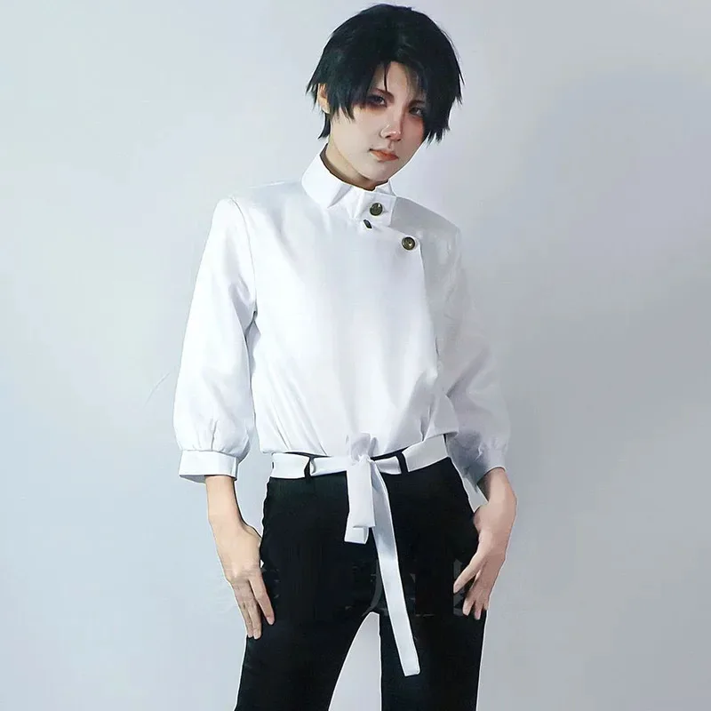 

qq45Anime Jujutsu Kaisen Yuta Okkotsu Косплей Костюм Парик Мужчины Женщины Хэллоуин Униформа Топы + Брюки + Комплекты Пояса