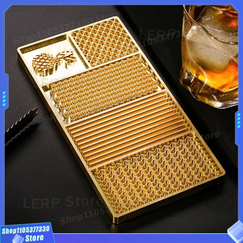 Professional Brass Ice Cube Moulds Custom Design Bar Accessories for Bartenders Heavy Duty Ice Trays with Stamps Set Custom