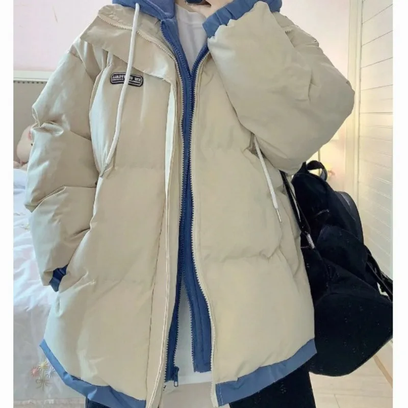 

2023 New Women Down Cotton Coat Winter Bread Jacket Female Short Versatile Parkas Loose Thick Warm Outwear Hooded Overcoat