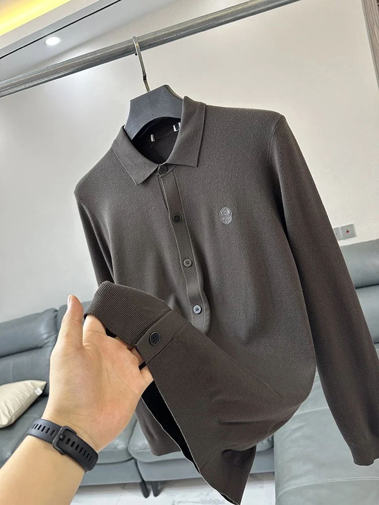 

Мужской высококачественный деловой повседневный вязаный кардиган из мягкой, приятной к телу премиальной пряжи, осенний, модный, прямого кроя, с длинным рукавом