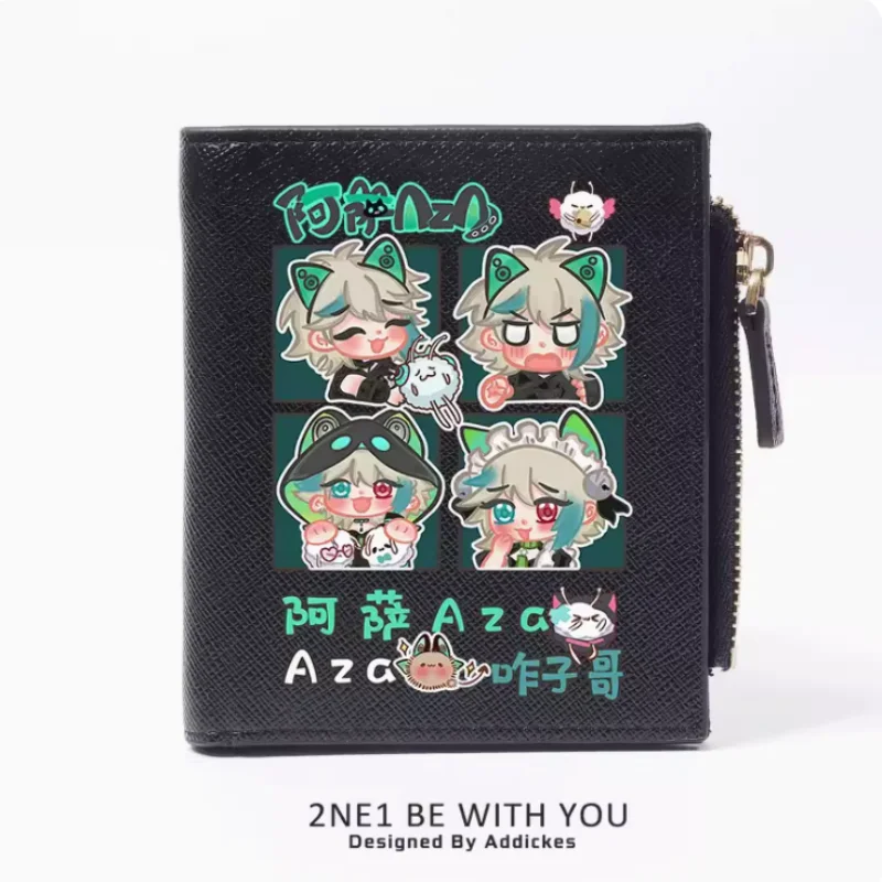 Vtuber aza anime mode brieftasche pu geldbörse karte münze reiß verschluss geld tasche cosplay geschenk b566