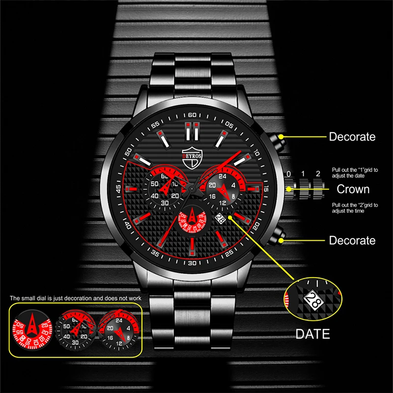 New Fashion Men's Sports Watches Men Clock Luxury Stainless Steel Quartz Wrist Watch Man Dressy Casual Steel Watch часы мужские