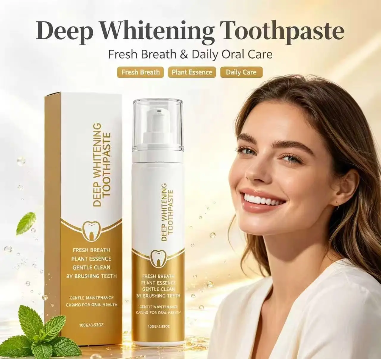 Deep Whitening Toothpaste Fresh Breath Plant Essence Gentle Clean Daily Oral Care