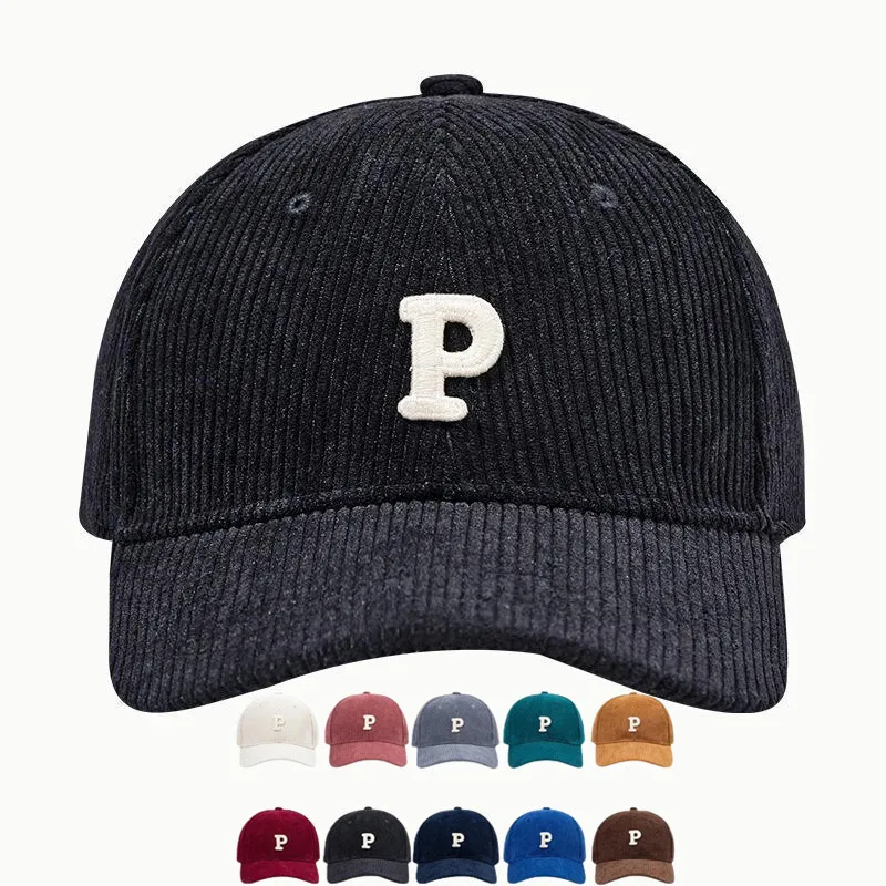 

Fashion Corduroy Baseball Cap Ladies Letter P Snapback Hat Women Men Adjustable Casual Caps Hip Hop Hats 2022 New Couple Hat