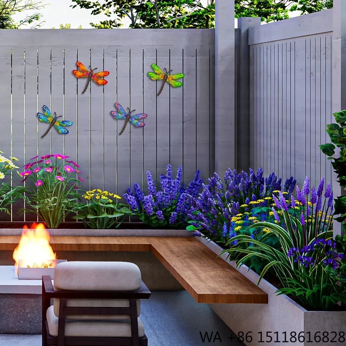 4 Stainless Steel Dragonfly Sculpture Metal Handicraft Wall Decorations Fade Resistant Hanging Figurines for Garden Fence Yard