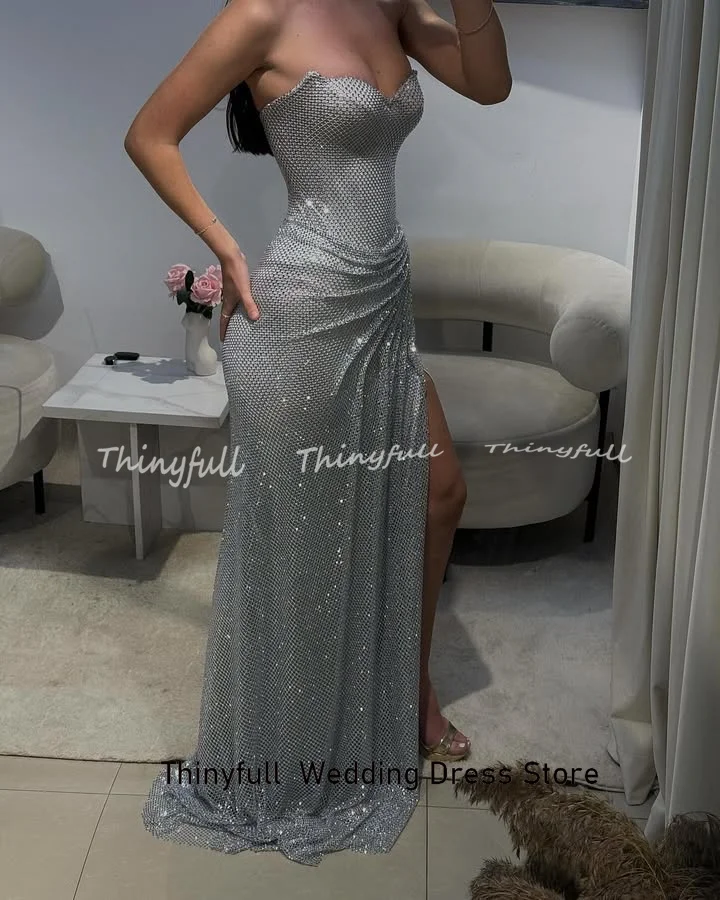 Thinyfull sirena brillo vestidos De graduación sin mangas Sweetheart vestido De fiesta De noche vestido largo especial bata De Soirée personalizado